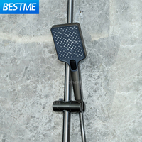 Ensemble de douche intelligent multifonctionnel carré gris avec affichage numérique LED Piano Ensemble de douche mural pour salle de bain