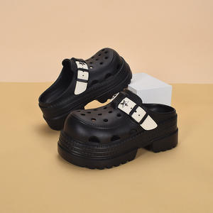 รองเท้าแตะผู้หญิงลูกไม้พื้นหนาระบายอากาศได้ดีกันลื่นสไตล์ Baotou นุ่ม3ซม. ส้นสบาย - Product Image 5