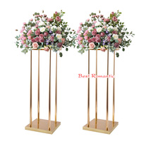 Maison Centre De Table Colonne Géométrique Grand Métal Or Fleur De Mariage Stand Vase Pour Centres De Table