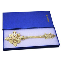 Croix dorée à tenir à la main, clé de Jérusalem, cadeau religieux-cérémoniel, bijou de collection unisexe, blanc K RW-087