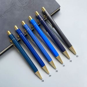 Stylo bille hexagonal monocolore avec pointe de 0,7 mm, encre bleue/noire, clip doré, stylos à pression personnalisés pour usage promotionnel - Product Image 3