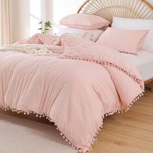 Ensembles de couette Literie Ensembles de couette de luxe Queen Size avec frange Ball Pom, ensemble de literie doux pour toutes les saisons - Product Image 3