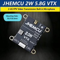 Émetteur vidéo FPV JHEMCU 2W 5.8G VTX 40CH avec microphone intégré, 2-6S, trou de montage 30.5*30.5 pour drone de course FPV