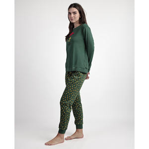 ชุดนอนถั่วลิสงของผู้หญิงสีเขียวคลาสสิกพร้อมแขนยาว - Product Image 2