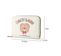 Nouveau porte-cartes zippé pour femme, style mignon, avec plusieurs emplacements pour cartes, étui pour cartes d'identité et bancaires, porte-monnaie dessin animé avec fonction antivol et doublure en PU