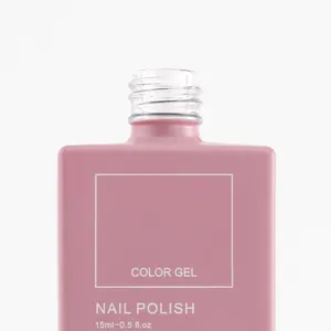 Custom Nail Polis Bottle 15ml Glass Square Gel Polish Bottle 15ml Pink Empty Nail Polish Bottle