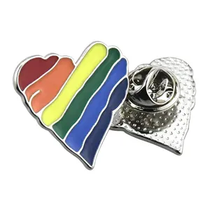 骄傲同性恋旗帜矩形进步心包容彩虹金属珐琅翻领别针