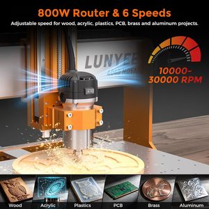 Máquina Router CNC Lunyee 4040 Nova con Husillo de 800W, Pinza ER11, 400x400mm para Grabado y Corte de Madera y Metal - Product Image 2