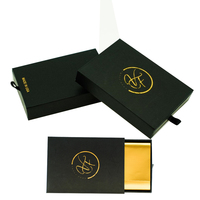 Boîte cadeau de luxe personnalisée avec logo imprimé, en carton rigide, avec tiroir coulissant, insert gaufré et doublure en éponge