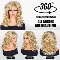 Nouvelle perruque synthétique de haute qualité, longue, bouclée, dorée, à grandes boucles, effet volumineux, 20 pouces, fabriquée à la machine, best-seller, vente en gros