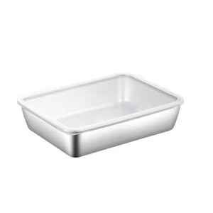 Stainless Steel Food Storage Container Square With Lid <b>Refrigerator</b> Tray For Steamed Grilled Fish Barbecue Cold Dish - Product Image 1