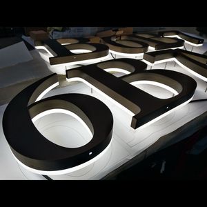 Enseigne d'Extérieur Lumineuse 3D en Métal Nickel Brossé <span class=keywords><strong>de</strong></span> 12 Pouces Rétro-Éclairé en Acier Inoxydable, Laiton Flottant, LED Moderne, Numéro <span class=keywords><strong>de</strong></span> Maison - Product Image 2