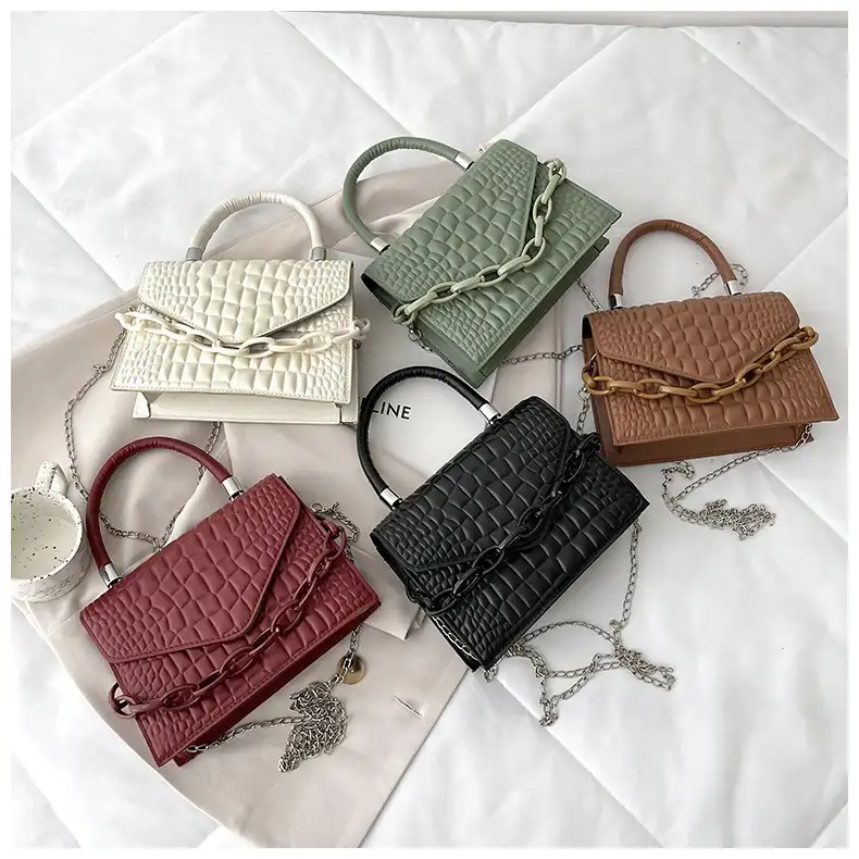 2022 Bulk Wholesale Women Fashion Messenger PU Crocodile Bag Cheap Mini shoulder Chain Handbags For Ladies