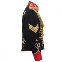 Veste Hussar Noire pour Homme avec Broderie Dorée, Col Montant, Double Boutonnage, Imperméable, Coupe-Vent, Uniforme Formel, Manteau de Cérémonie Hiver