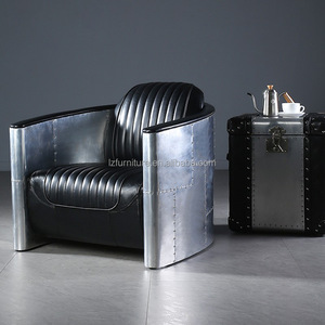 Sillón de Aviador de Cuero Genuino Vintage a Precio de Fábrica al por Mayor, Inspirado en la Aviación, para Vestíbulo de Hotel, Hecho de Madera y Metal - Product Image 4