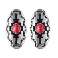 Meilleure vente en gros de boucles d'oreilles en pierre aztèque occidentale pour femmes sud-ouest rose noir turquoise blanc rouge jaune mode