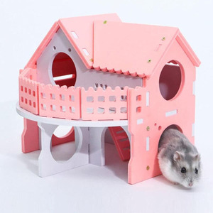 Nain Hérisson Souris Cages Écologiques Habitat Assembler Double Pont <span class=keywords><strong>Cabane</strong></span> Villa Petit Animal Cachette <span class=keywords><strong>En</strong></span> <span class=keywords><strong>Bois</strong></span> Hamster Cage Maison - Product Image 2