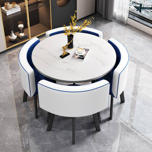 Set Tavolo e Sedie Semplice per Ristoranti e Caffè, Uso Commerciale, Tavolo e Sedie per Sale Riunioni di Hotel, Tavolino Rotondo per Ufficio e Relax - Product Image 1