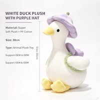 Peluche d'oie mignonne avec chapeau fleuri, jouet en peluche de canard blanc pour soulager le stress, décoration d'intérieur, cadeau