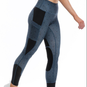 Leggings d'équitation avec poches latérales imprimées Pantalon moulant élastique pour les sports équestres - Product Image 1