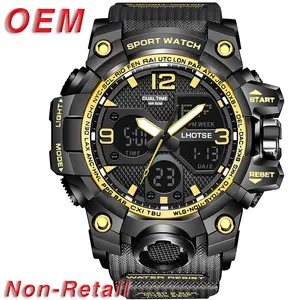 LHOTSE led dual time analog plastic digital wrist watch for sport climb swimming hot sales shock resit 3003