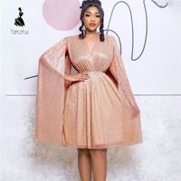 Robe de soirée longue élégante pour femmes grandes tailles, col en V, manches longues, couleur unie