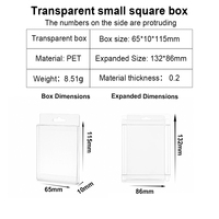 Caja de Plástico PET Transparente para Joyería, Accesorios Pequeños, Empaque Cuadrado Pequeño con Colgador, Caja Transparente Visible de Tamaño Ampliado