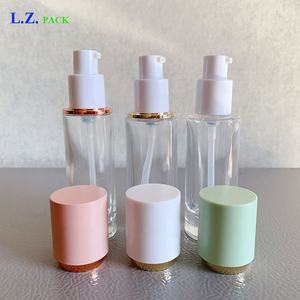 LZ Pack 1oz 30ml Flacons de lotion et de crème pour le visage à paroi épaisse Private Label Cylinder Press <span class=keywords><strong>BB</strong></span> Glass Foundation Bottle With Pump - Product Image 3