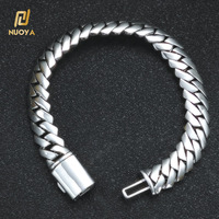 NUOYA 12mm Miami Chaîne à maillons cubains en laiton plaqué or 18 carats Bijoux hip hop Rappeur personnalisé Bracelet pour hommes Cadeau