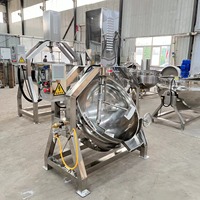 Machine de cuisson et de mélange alimentaire industrielle automatique à bascule, à agitation planétaire, à gaz et électrique, avec cuve à double enveloppe pour sauces et mélangeur