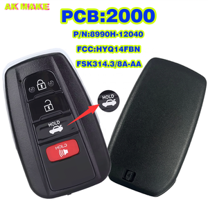 8990h-12040 <span class=keywords><strong>Keyless</strong></span>-Go chìa khóa xe thông minh fccid: hyq14fbn với chip 8A cho 2019-2021 <span class=keywords><strong>TOYOTA</strong></span> COROLLA 314.3Mhz 3 + 1 nút Board 2000 - Product Image 1