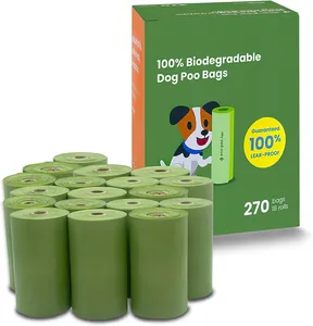 Bolsas de caca de perro biodegradables compostables perfumadas a base de almidón de maíz ecológicas personalizadas para mascotas