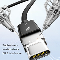 Kabel Thunderbolt 5 ULT-unite Bersertifikasi EJ-903W Chip Soft PVC 80Gbps 240W 8K 1m 1.5m Kompatibel dengan Thunderbolt 4 USB4 USB3.2