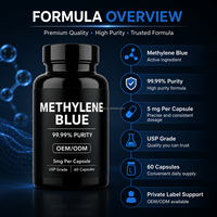 Capsules de bleu de méthylène végétalien pour la santé cellulaire et l'énergie des adultes, formule naturelle, 2 doses/jour, 60 unités