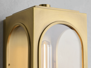 Applique d'extérieur style designer américain Arhaus Palladian Villa Laiton massif Verre clair Laiton antique Bronze Applique d'intérieur - Product Image 5