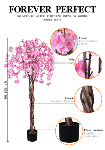 Árbol de Flores de Cerezo Artificial en Maceta, Árbol de Sakura de Tamaño Personalizado para Vestíbulo de Hotel, Renovación de Interiores de Resort, Decoración de Paisajismo - Product Image 3