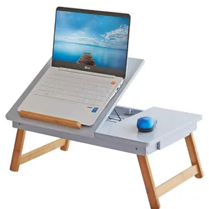 Table d'ordinateur portable en bois massif en bois réglable bureau de lit simple dortoir ménage table pliante