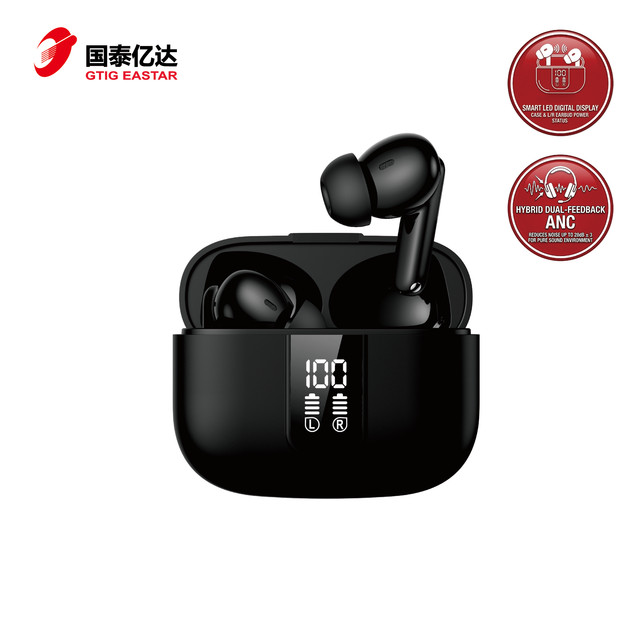 TWS for 5.3 Earbuds with Digital Display IPX5 Waterproof Noise Cancelling ANC/ENC 350mAh Type-C Charging Case