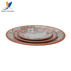 Plateaux de vaisselle en mélamine à fleurs à filetage incassable assiettes et plats en plastique <span class=keywords><strong>mélanine</strong></span> - Product Image 2