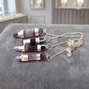Pendule en cristal de tourmaline noire avec boule de quartz, chaîne en argent, fait main, outil de radiesthésie Feng Shui, objet de collection artistique - Product Image 5