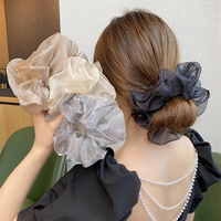 Gaya Eropa organza satin tulle paree scrunchies wanita gadis elastis ikat rambut