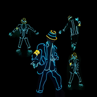 Costume de danse adulte Michael Jackson EL Wire Neon LED Costume d'Halloween avec accessoires de performance de scène rougeoyants
