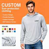 Chemises à manches longues personnalisées avec logo du fabricant, 100% polyester, séchage rapide, protection solaire, chemise de travail pour hommes, sweats à capuche pour la pêche, pour les événements