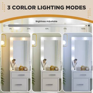 Table de maquillage moderne en bois avec miroir LED et tiroirs, table de toilette <span class=keywords><strong>vintage</strong></span> en verre d'angle en gros - Product Image 4