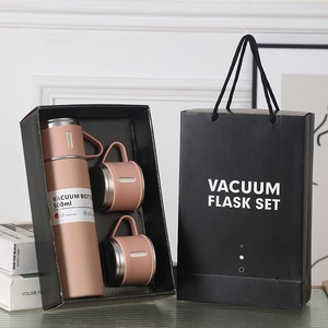 Conjunto de Presente Garrafa com Caneca Garrafa Térmica Isolada Frasco a Vácuo Garrafa de Água Caneca Tumbler Conjunto de Presente com 3 Tampas - Product Image 1