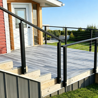 Poteau de balustrade en acier inoxydable noir personnalisable à montage latéral pour câble métallique, pour terrasse et escalier