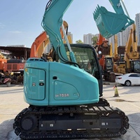 Excavatrice sur chenilles hydraulique Kobelco SK75SR d'occasion, 7 tonnes, modèle 2024, à très courte queue, d'origine japonaise, faible nombre d'heures de travail, godet de 0,4 m³