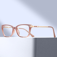Lunettes anti-lumière bleue pour femmes MS 81690, monture géométrique, branches élégantes en métal incrusté de paillettes, texture de monture translucide
