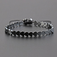 Vente chaude en gros pas cher perle d'hématite naturelle Bracelet élastique réglable fait à la main pour hommes femmes
