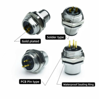 Conector Circular HYF M12 de 17 Pines, Código A, IP67, Impermeable, Chapado en Oro y Cobre, Montaje en Panel con Bloqueo Trasero, para Sistemas de Energía Solar